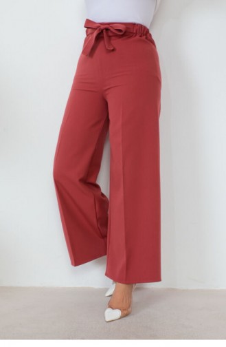 Taille Gebonden Wijde Pijpen Broek Kaneel 0658GLN.TRN