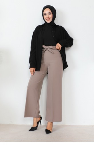 Taillengebundene Hose Mit Weitem Bein Nerzfarben 0658GLN.VZN