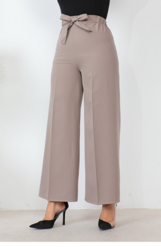 Taillengebundene Hose Mit Weitem Bein Nerzfarben 0658GLN.VZN