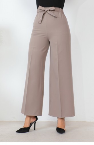 Taillengebundene Hose Mit Weitem Bein Nerzfarben 0658GLN.VZN