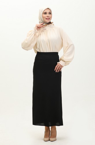 Oyya Rüschendetaillierte Geraffte Bluse 238482-02 Ecru 238482-02
