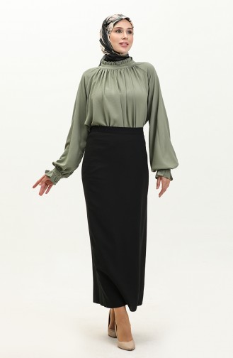 Oyya Rüschendetaillierte Geraffte Bluse 238482-05 Grün 238482-05