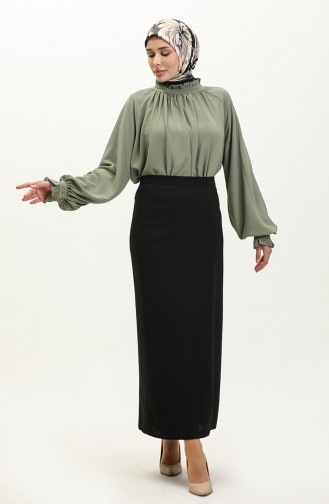 Oyya Rüschendetaillierte Geraffte Bluse 238482-05 Grün 238482-05