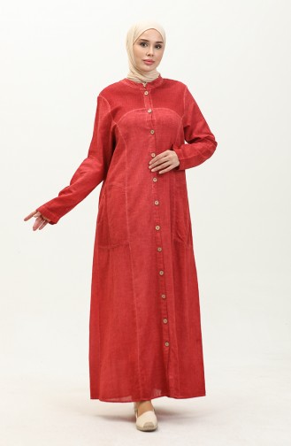 Şile Fabric Authentic Abaya 8590-03 Brick Red 8590-03