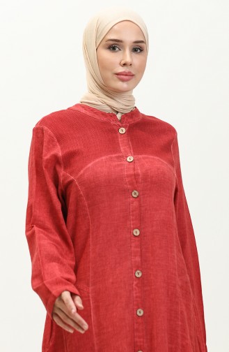 Şile Fabric Authentic Abaya 8590-03 Brick Red 8590-03