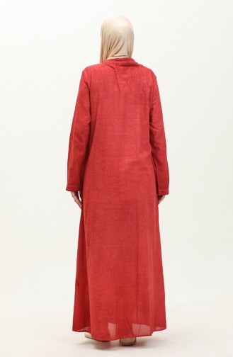 Şile Fabric Authentic Abaya 8590-03 Brick Red 8590-03