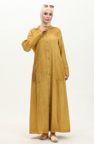 Şile Fabric Authentic Abaya 8590-06 Mustard 8590-06