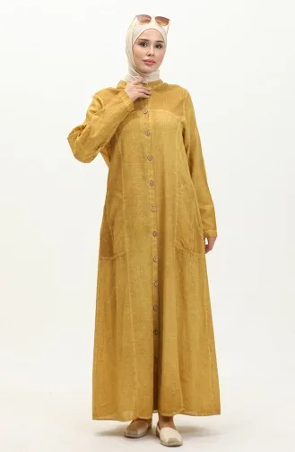 Şile Fabric Authentic Abaya 8590-06 Mustard 8590-06