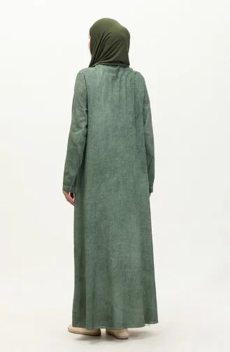 Abaya Authentique Tissu Şile 8590-07 Vert 8590-07