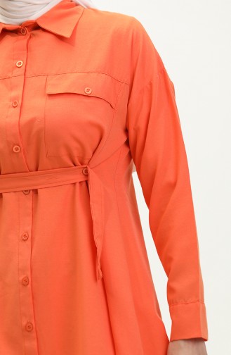 Buttoned Pocketed Shirt 0216-03 Orange 0216-03