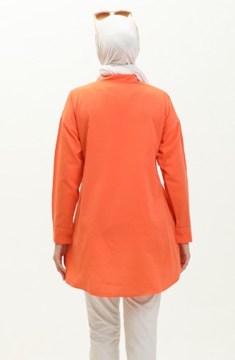 Buttoned Pocketed Shirt 0216-03 Orange 0216-03