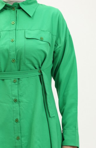 Buttoned Pocketed Shirt 0216-05 Green 0216-05