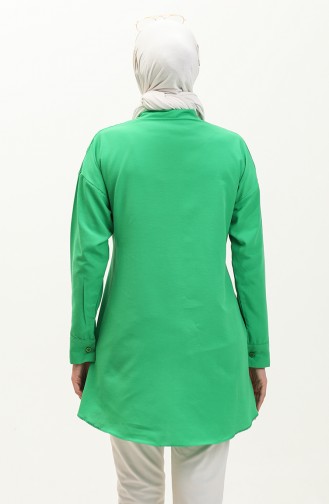 Buttoned Pocketed Shirt 0216-05 Green 0216-05