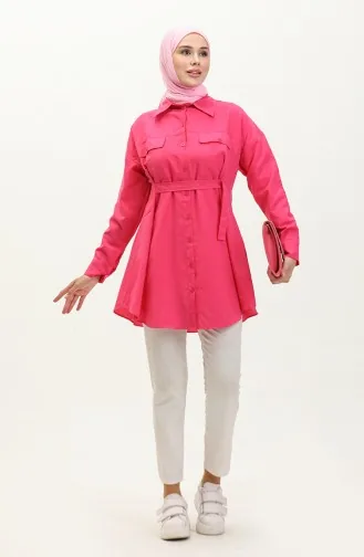 Buttoned Pocketed Shirt 0216-06 Fuchsia 0216-06