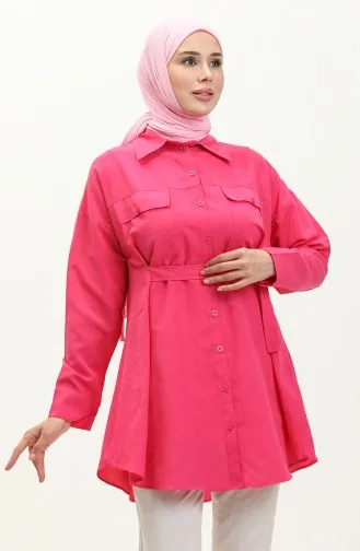 Buttoned Pocketed Shirt 0216-06 Fuchsia 0216-06