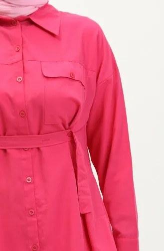 Buttoned Pocketed Shirt 0216-06 Fuchsia 0216-06