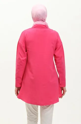 Buttoned Pocketed Shirt 0216-06 Fuchsia 0216-06