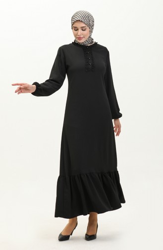 Rüschenkleid Aus Aerobin-Stoff 1006-01 Schwarz 1006-01