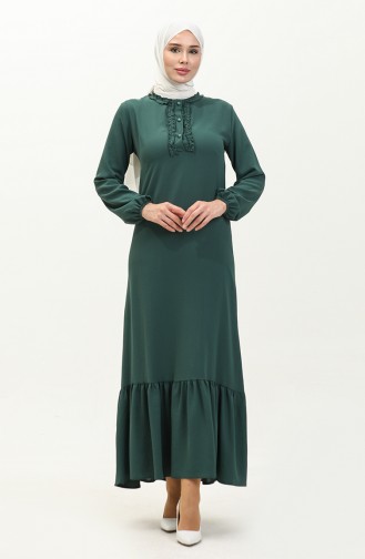 Aerobin Fabric Ruffled Dress 1006-03 Emerald Green 1006-03