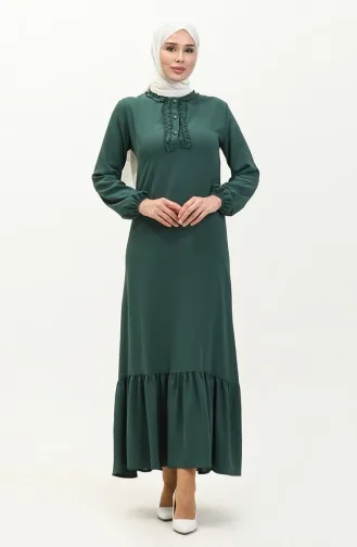 Robe A Volants En Tissu Aerobin 1006-03 Vert Emeraude 1006-03