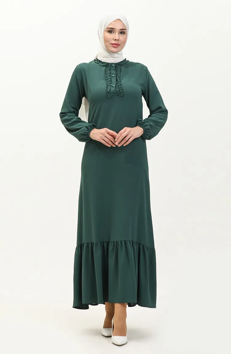 Robe A Volants En Tissu Aerobin 1006-03 Vert Emeraude 1006-03