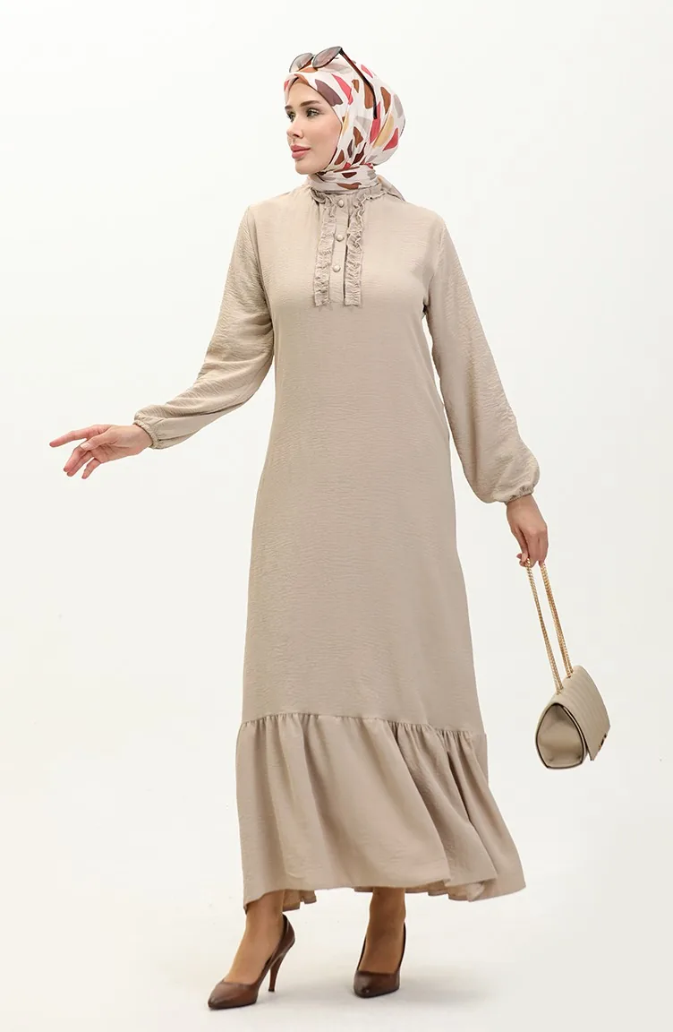 Rüschenkleid Aus Aerobin-Stoff 1006-04 Nerz 1006-04