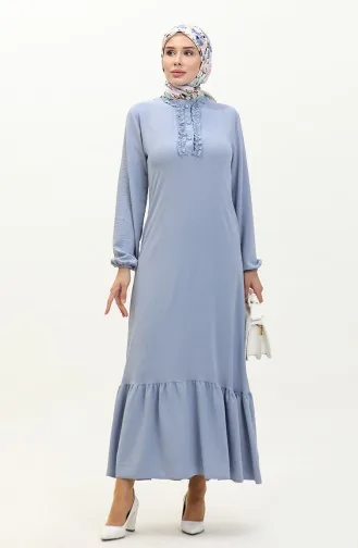 Rüschenkleid Aus Aerobin-Stoff 1006-06 Eisblau 1006-06