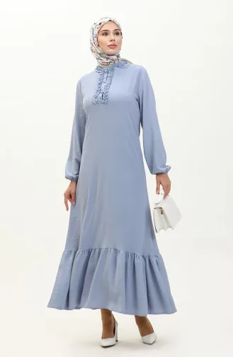 Rüschenkleid Aus Aerobin-Stoff 1006-06 Eisblau 1006-06