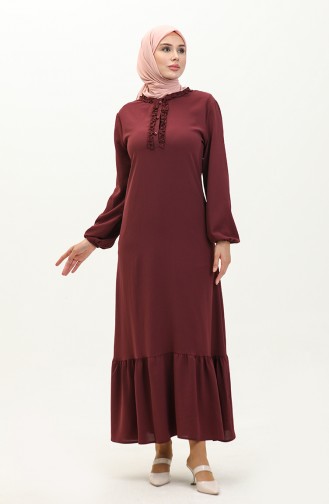 Rüschenkleid Aus Aerobin-Stoff 1006-08 Kirsche 1006-08