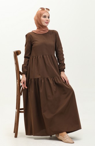 Gerafftes Kleid 1084-07 Braun 1084-07