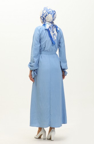 Tie Sleeve Belted Dress 0238-02 Blue 0238-02