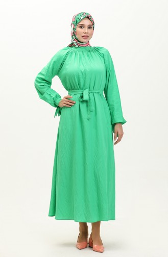 Robe Ceinturée Manches Nouées 0238-03 Vert 0238-03