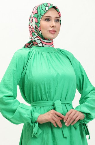 Robe Ceinturée Manches Nouées 0238-03 Vert 0238-03