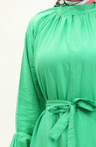 فستان بحزام بربطة أكمام 0238-03 أخضر 0238-03