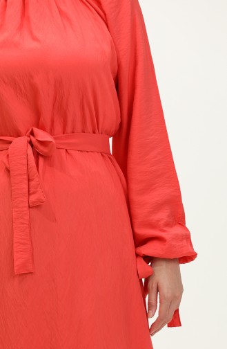 Tie Sleeve Belted Dress 0238-04 Coral 0238-04