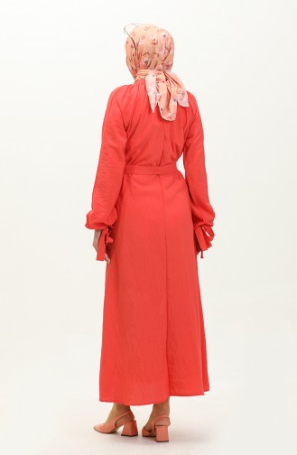 Tie Sleeve Belted Dress 0238-04 Coral 0238-04