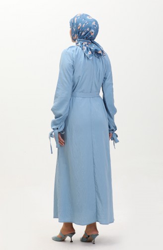 Tie Sleeve Belted Dress 0238-06 İce Blue 0238-06