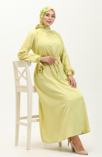 Tie Sleeve Belted Dress 0238-07 Yellow 0238-07