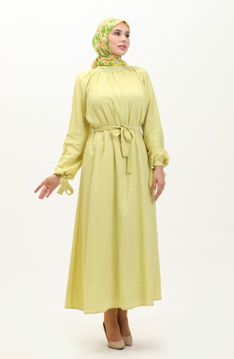 Tie Sleeve Belted Dress 0238-07 Yellow 0238-07