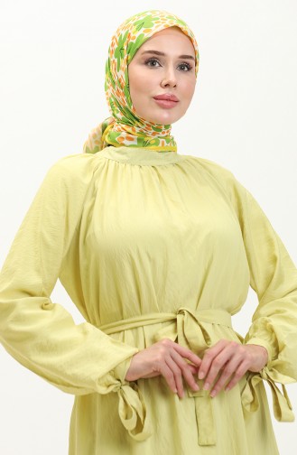 Robe Ceinturée Manches Nouées 0238-07 Jaune 0238-07