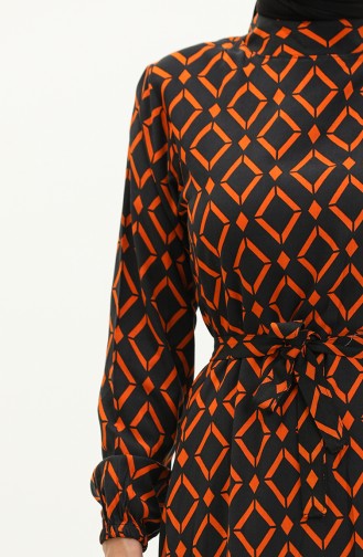 Viscose Jurk Met Geometrisch Patroon 0240-01 Zwarte Tegel 0240-01