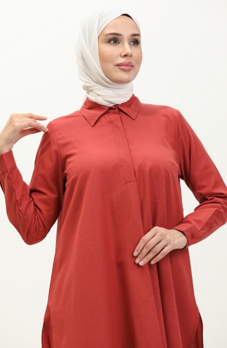 Tuniek Met Verborgen Knoopsplit 6478-19 Donker Uienleer 6478-19