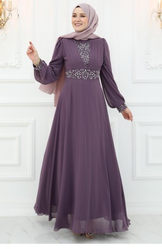Amine Hüma Burçak Chiffon Avondjurk Lavendel 3059