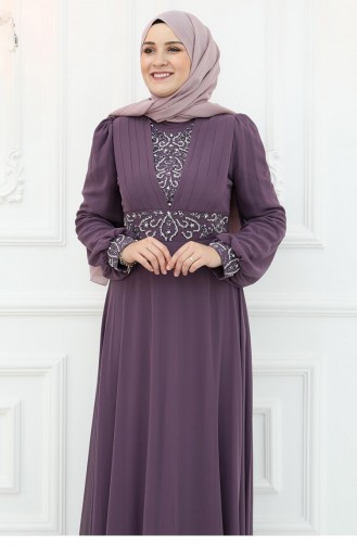 Amine Hüma Burçak Chiffon Avondjurk Lavendel 3059