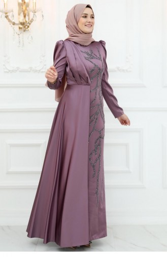 Amine Hüma Burçin Robe De Soirée En Satin Dusty Rose 3068