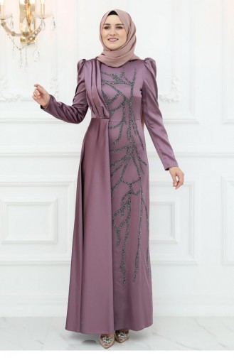 Amine Hüma Burçin Robe De Soirée En Satin Dusty Rose 3068