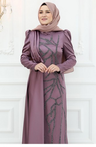 Amine Hüma Burçin Robe De Soirée En Satin Dusty Rose 3068