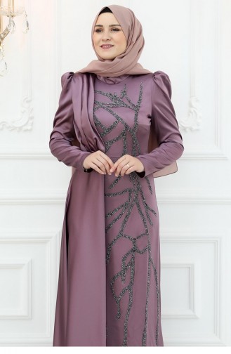 Amine Hüma Burçin Robe De Soirée En Satin Dusty Rose 3068