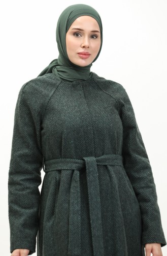 Vivezza Balıksırtı Kaşe Astarlı Manto Ferace 6991-03 Haki