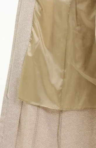 Vivezza Gefütterter Mantel Mit Fischgrätenmuster Abaya 6991-05 Beige 6991-05